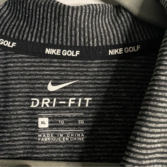 Nike Golf Men's Gray/Black Performance Wear Striped Dri-Fit Polo Shirt - Picture 6 of 10